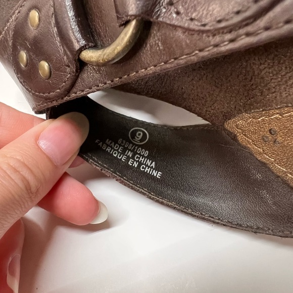 THOM MCAN vintage bohemian strappy brown leather slide on sandals size 9 - Picture 9 of 9